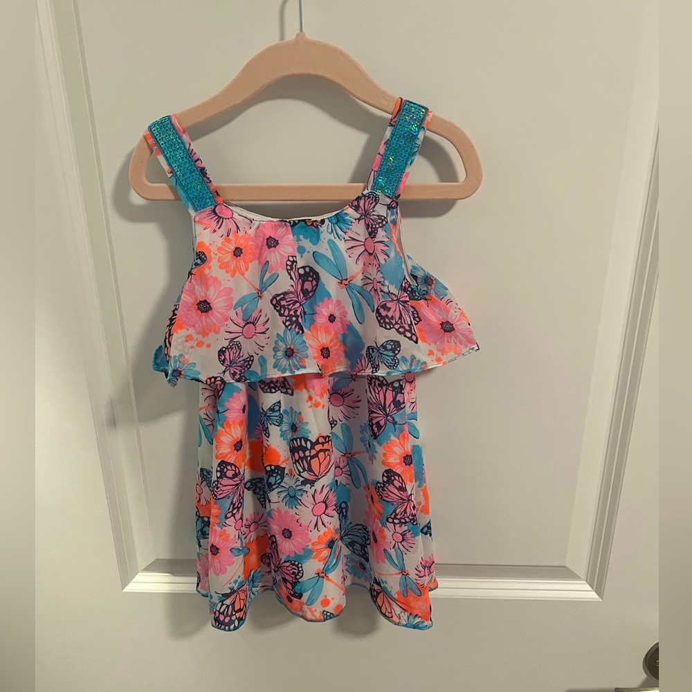 Pogo Club pink and blue toddler girl dress